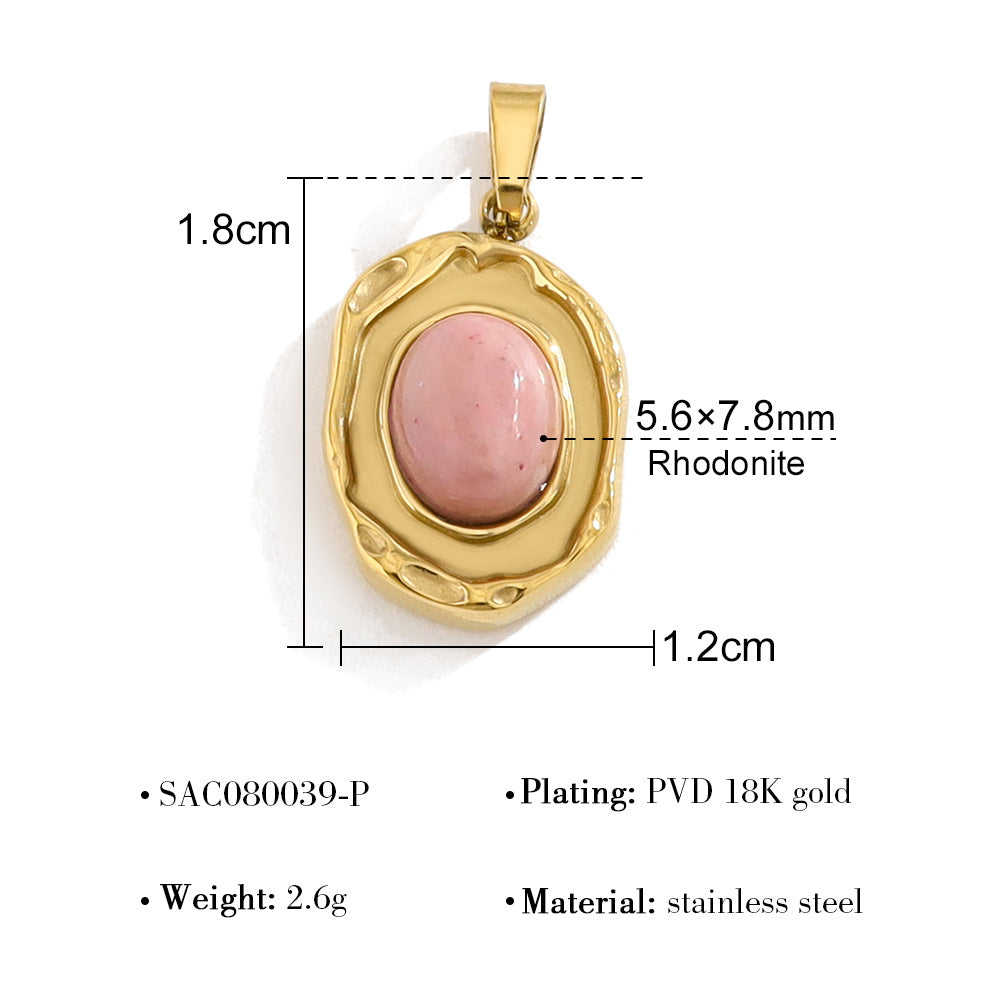 Wholesale colorful natural stone edge DIY titanium steel plated 18K gold accessories